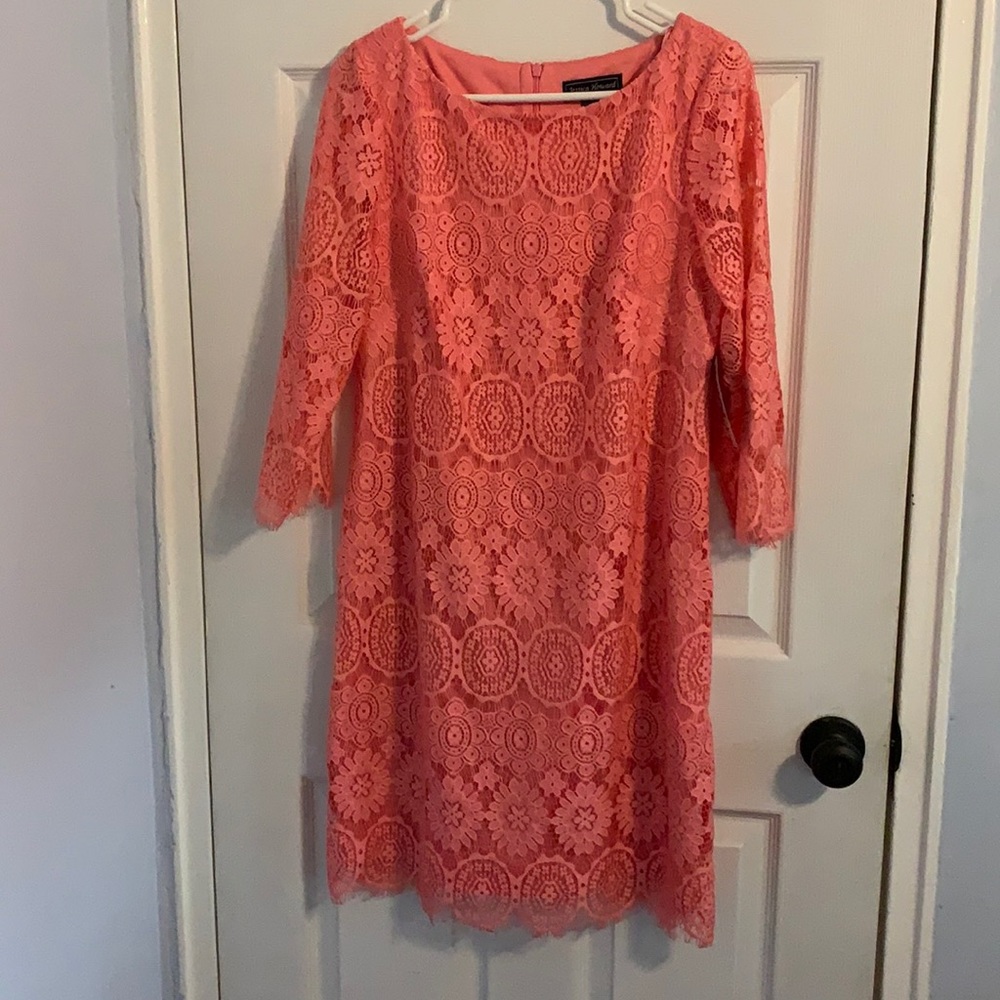 Coral lace dress